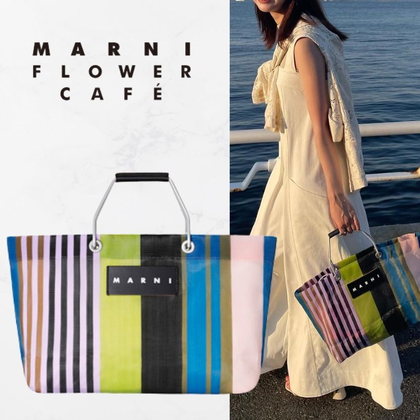 MARNI MARKET ストライプバッグ ライトライム 新しいコレクション