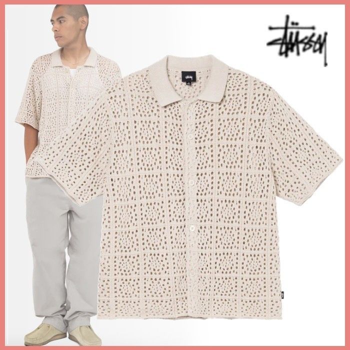 22SS Stussy ストリート感じる CROCHET SHIRT (STUSSY/シャツ 決算大セール STUSSY 22SS ステューシー SHIRT CROCHET シャツ