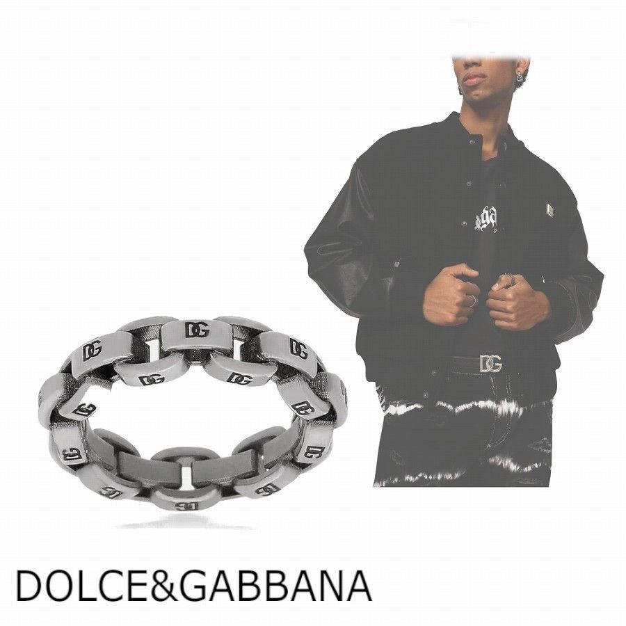 ドルガバメンズ DGロゴ入りチェーンリングシルバー (Dolce & Gabbana