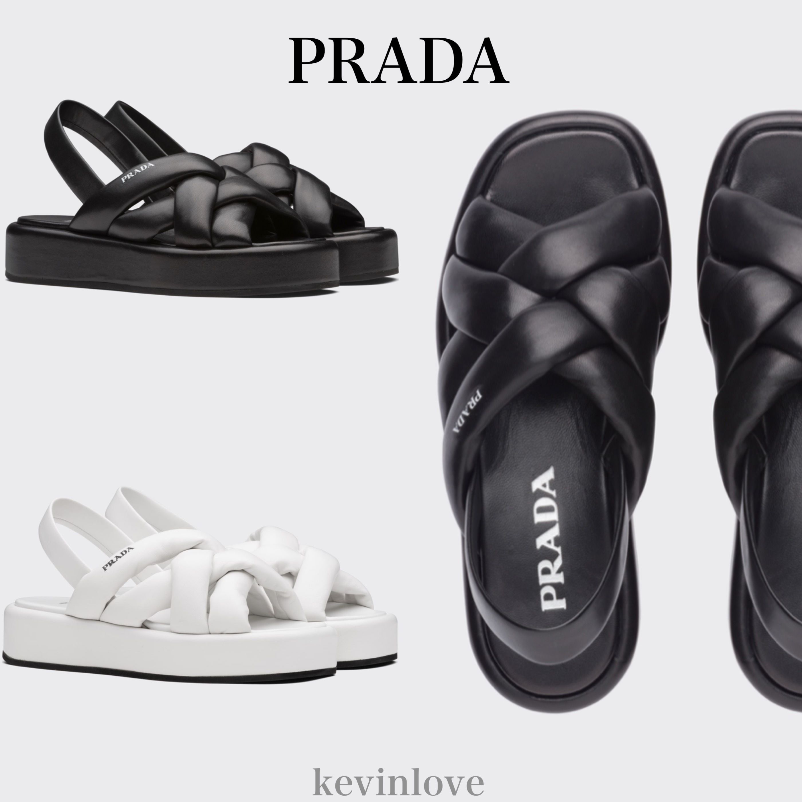 直営店買付 ☆PRADA☆ナッパレザー フラットフォームサンダル (PRADA