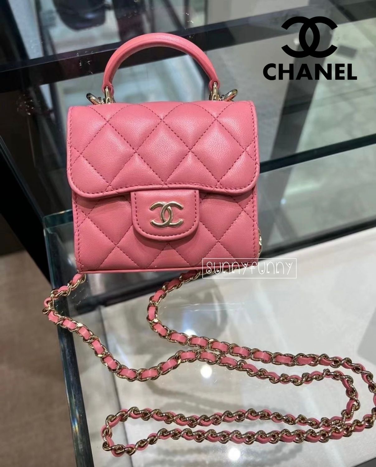 かわいいピンク Chanel トップハンドル チェーン ミニバッグ Chanel ショルダーバッグ ポシェット Buyma