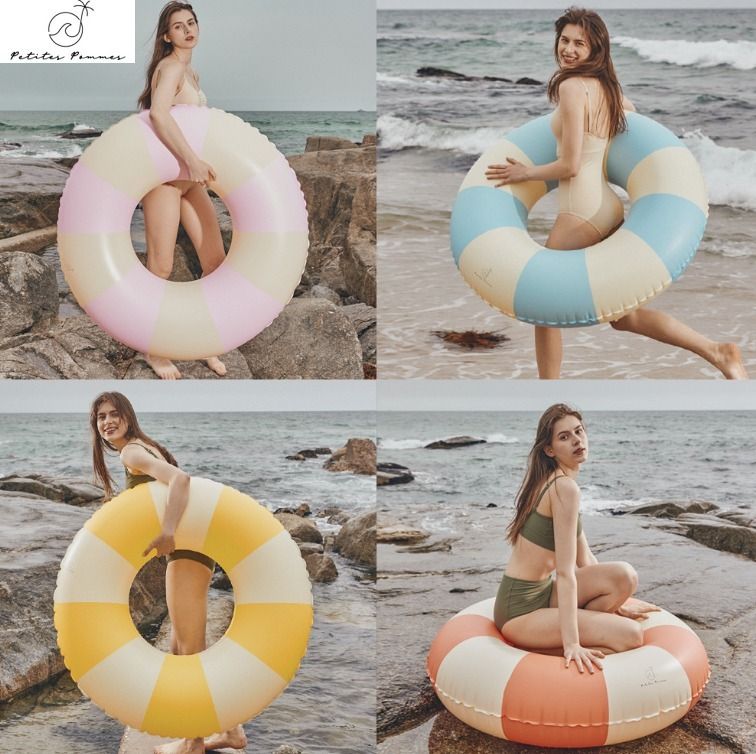 パープル 浮き輪 90cm おしゃれ かわいい 大人用 ボーダー 大きい