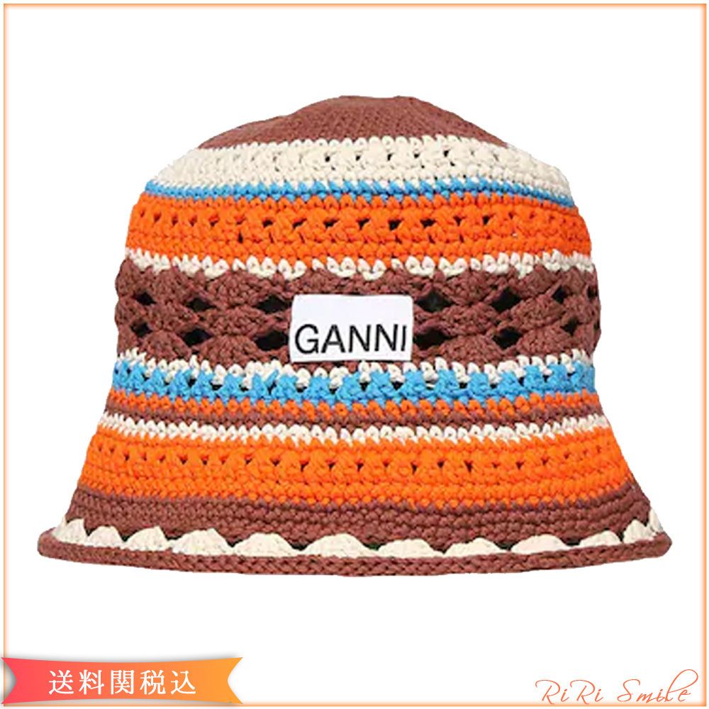 GANNI クロシェ ロゴ コットン バケット ハット (Ganni/ハット