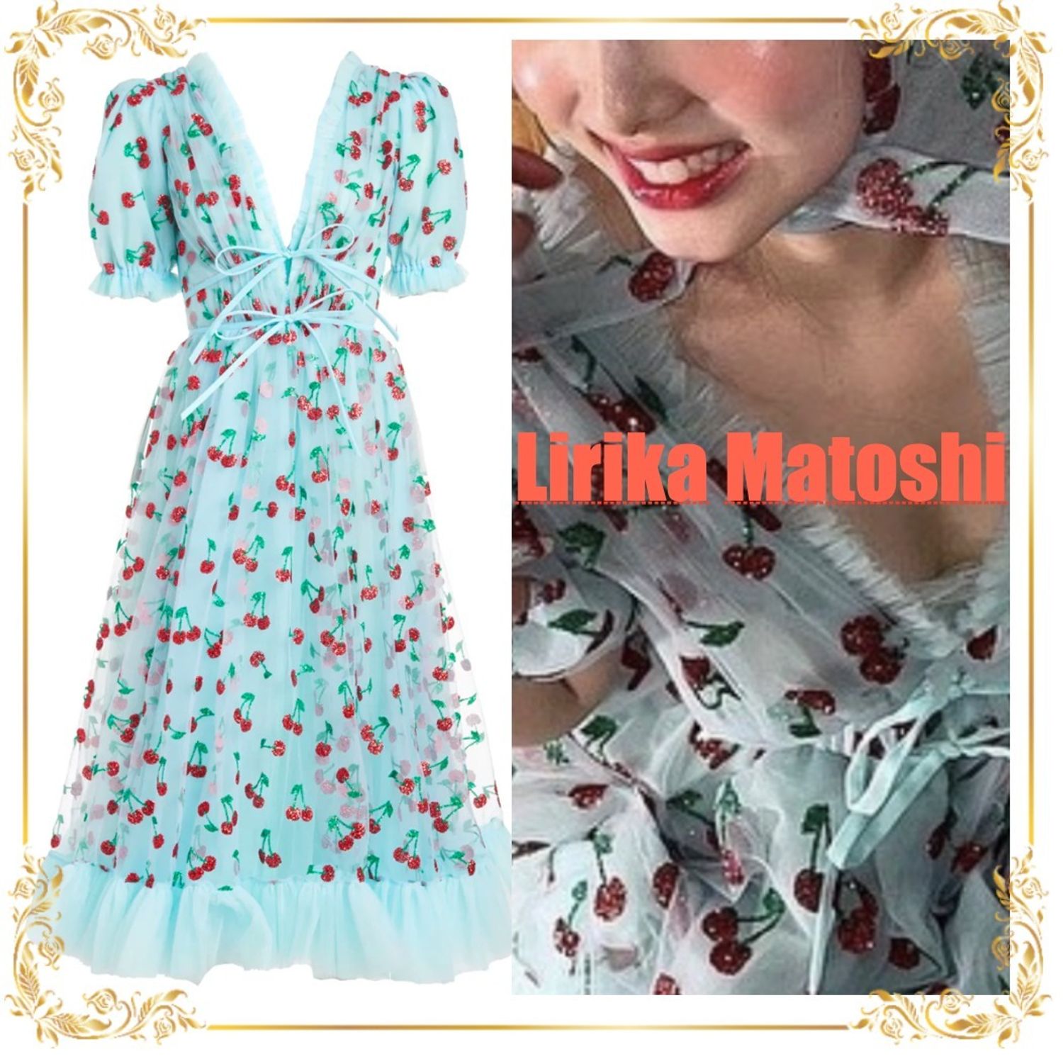 Twiceナヨン着用 Moschinoチェリーミディドレス 関税送料無料 Lirika Matoshi ワンピース Buyma
