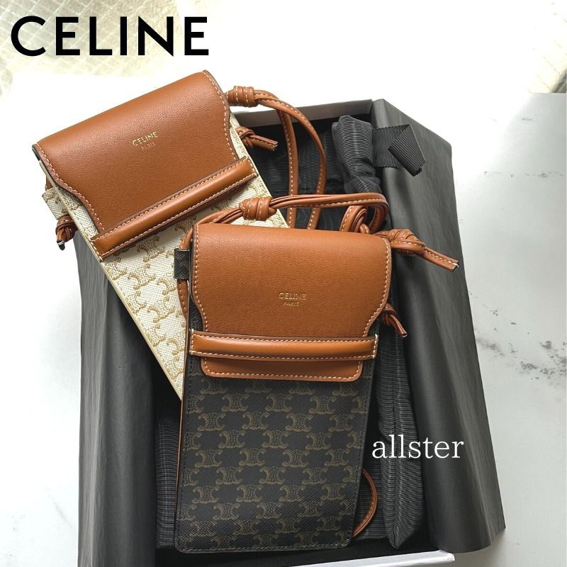 CELINE】セリーヌ トリオンフキャンバス ショルダー付 ケース (CELINE 【SALE開催中】 CELINE ハンドバッグ ショルダー付き セリーヌ ハンドバッグ