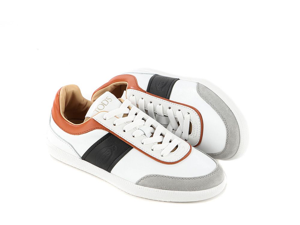 関税送料込 TOD'S キャンバス&レザー スニーカー カラーブロック 関税送料込【TOD'S】ロゴ入り バイカラースニーカー (TOD'S