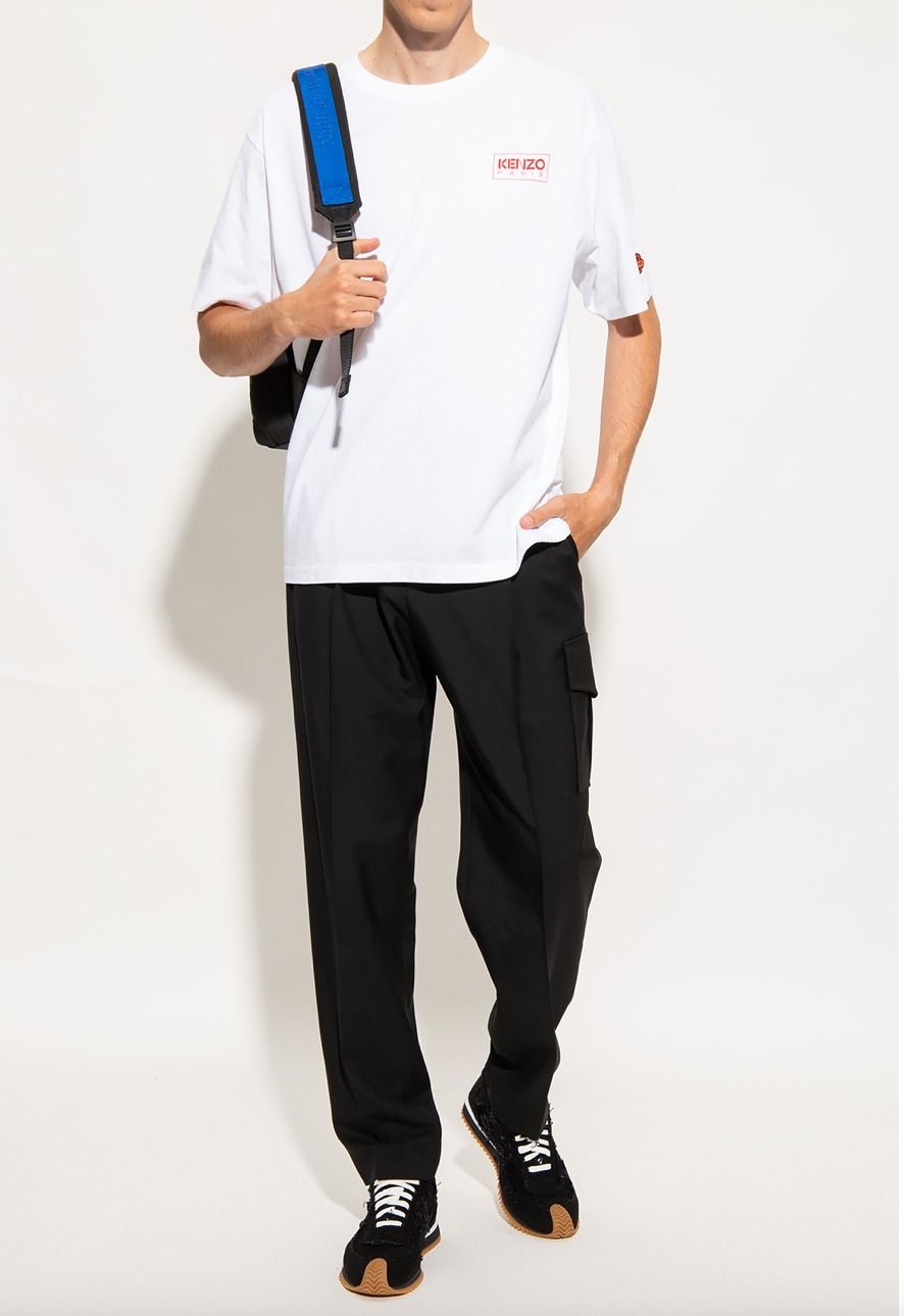 KENZO ケンゾー ポピー ロゴ コットン Tシャツ 半袖 ホワイト KENZO ケンゾー ポピー ロゴ コットン Tシャツ 半袖 ホワイト
