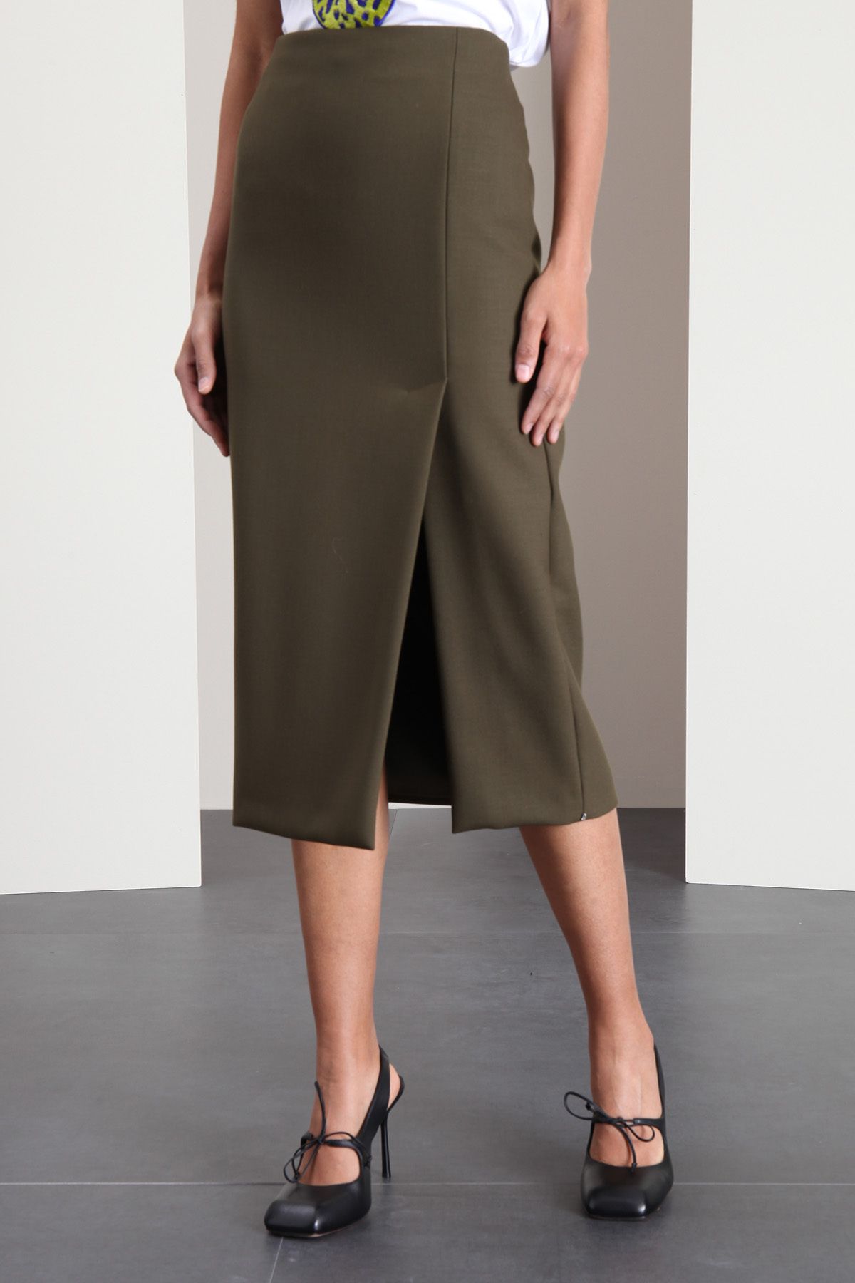 DT * Sportmax *LAMBRO* テクニカル ウール タイト スカート