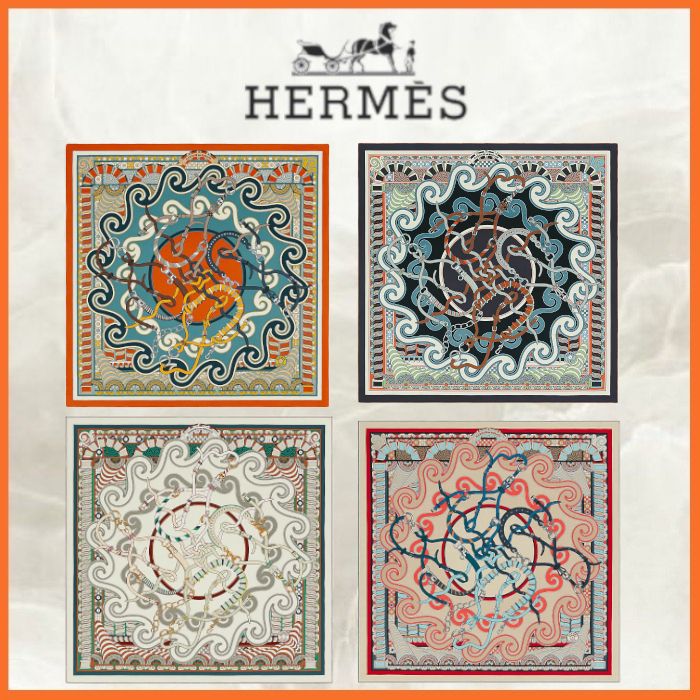 HERMES スカーフ カレジェアン《ハーネスのバラ窓》4色 (HERMES