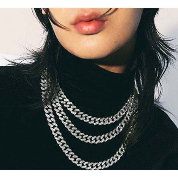 BTS ジン着用☆BLACK PURPLE☆Renin stone cubic chain necklace