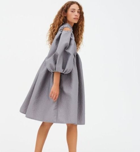 CECILIE BAHNSEN☆パフスリーブ Aラインミニドレス グレー (CECILIE CECILIE BAHNSEN☆パフスリーブ Aラインミニドレス グレー (CECILIE