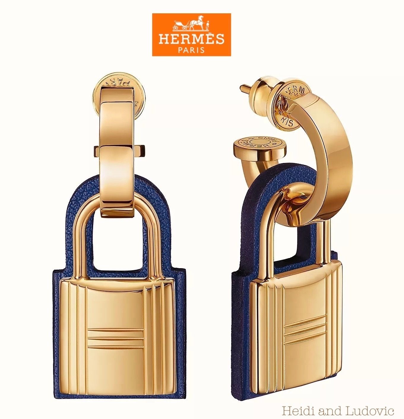 HERMES】ピアス「O'Kelly オー・ケリー」/ゴールド金具/Saphir (HERMES