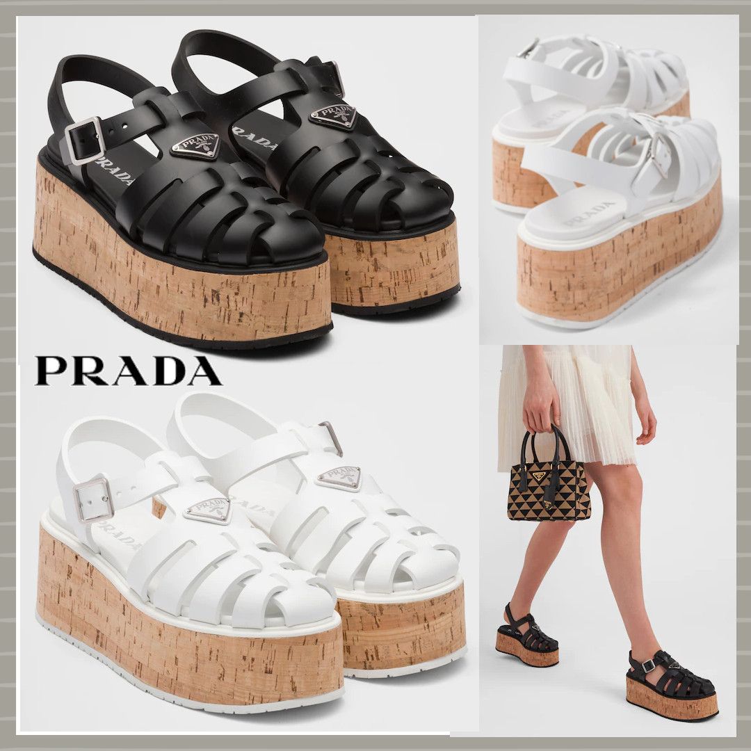 PRADAプラットフォーム 厚底サンダル パンプス大草直子