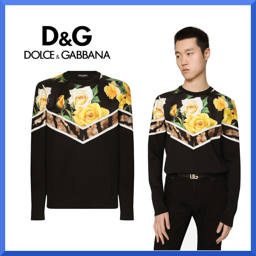 ドルチェアンドガッバーナ D&G ボーダー パール 刺繍 ニット セーター ...