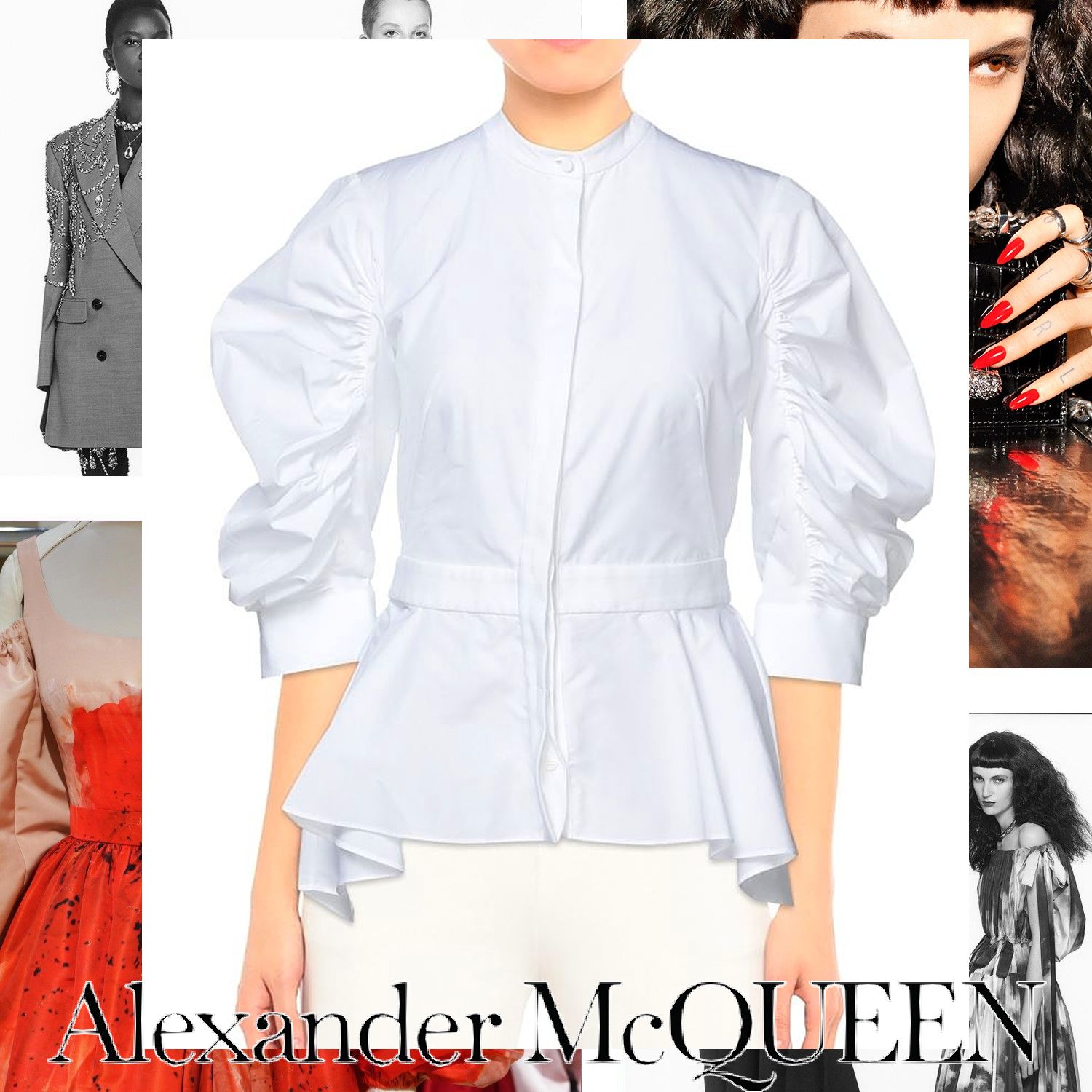 Alexander McQueen スタンドカラー ブラウス ホワイト (alexander