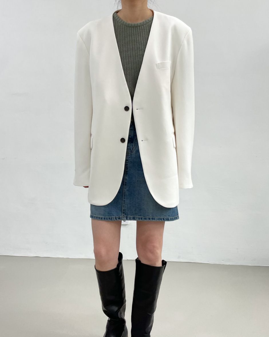 INCHANT ME】Spring Collarless Overfit Jacket (INCHANT ME