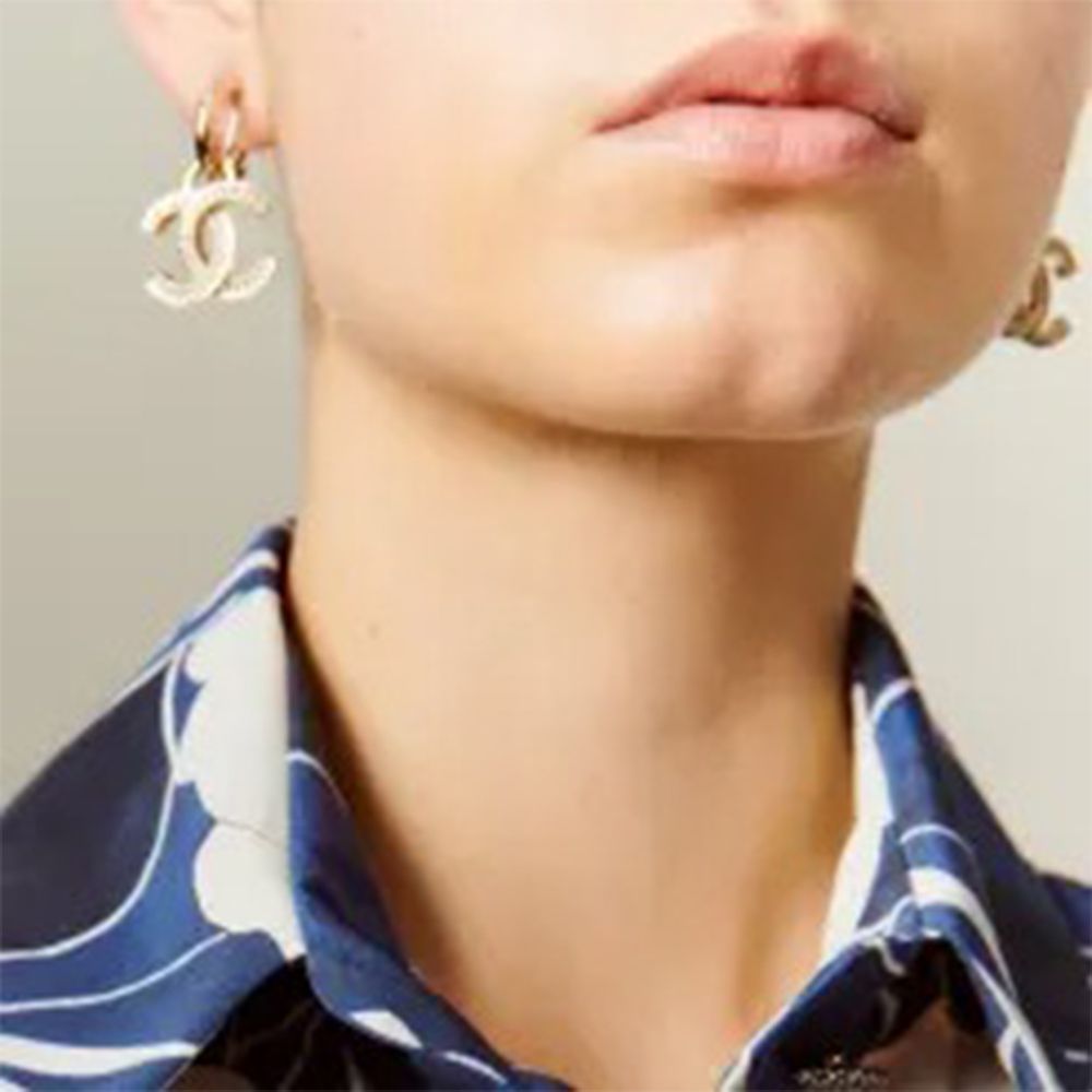 CHANEL】CCロゴ メタル & ストラス ゴールドクリスタル ピアス (CHANEL ...