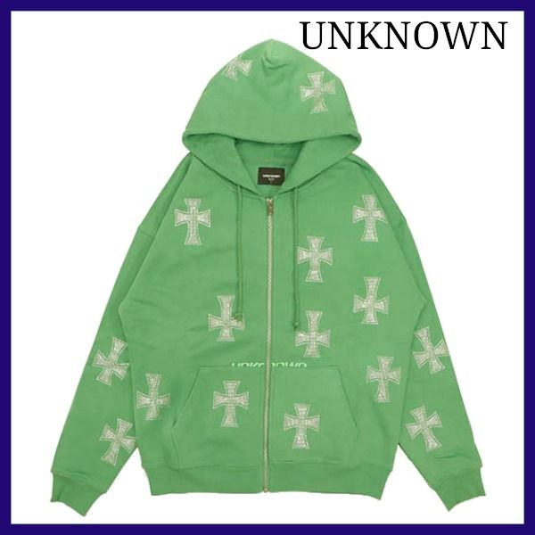 CROSS RHINESTONE ZIP HOODIE