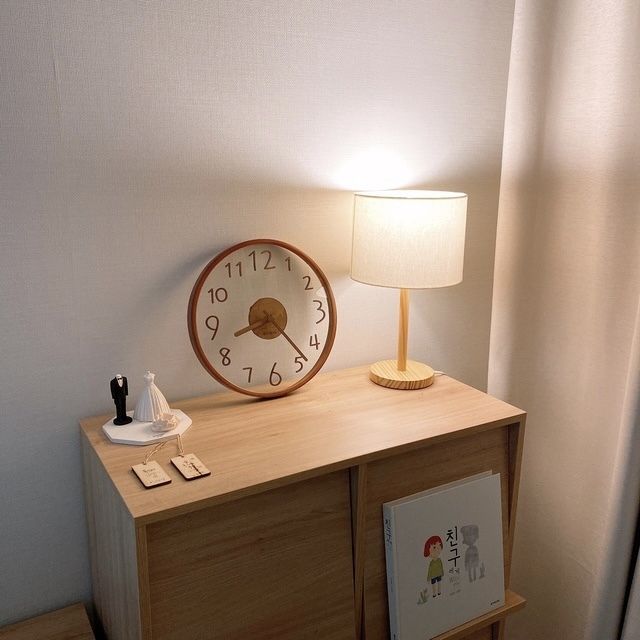 無騒音◇クリアガラスxウッド ナチュラル 壁時計 30cm◇2color