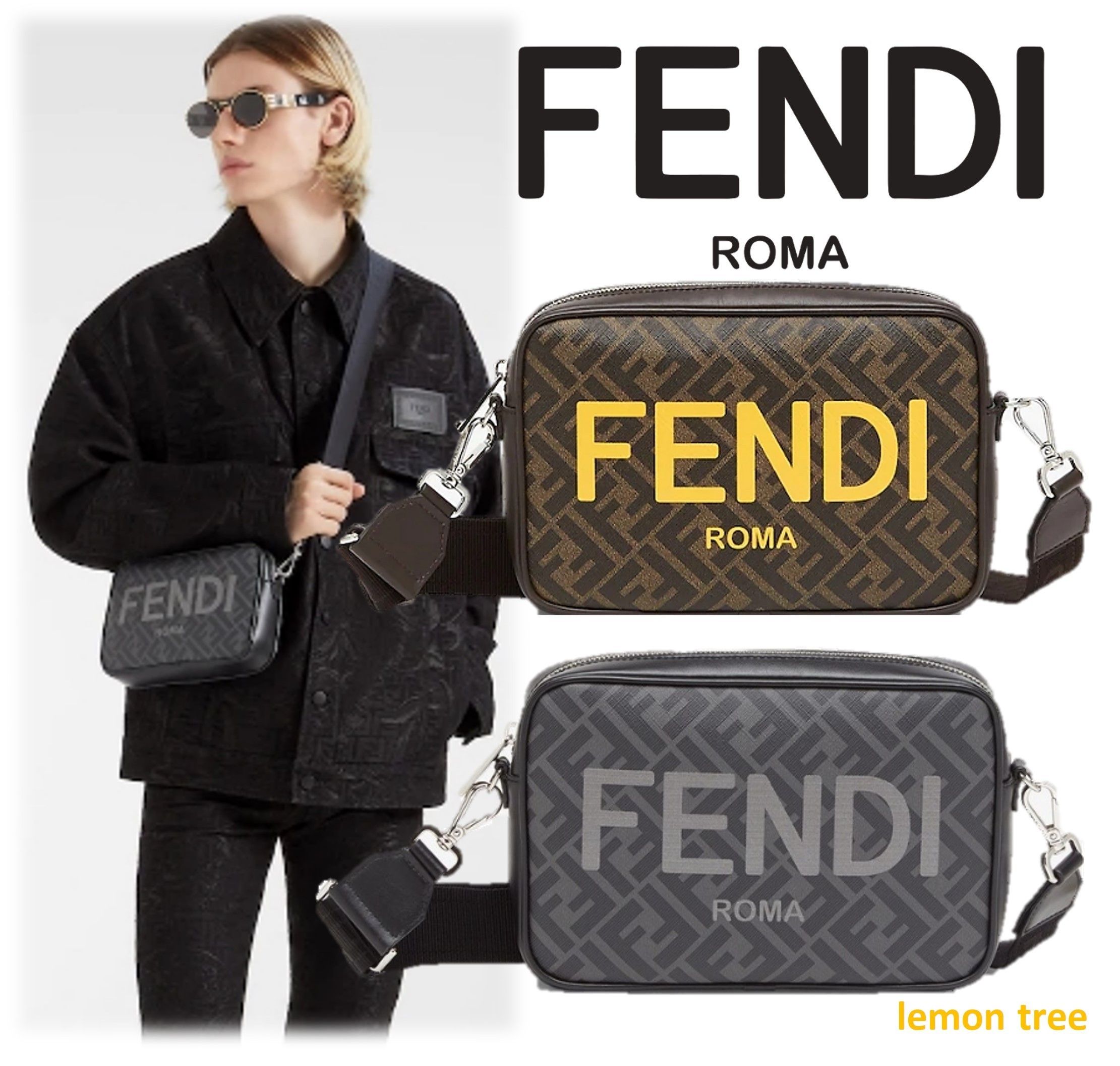 FENDI】カメラケース ブラックFFファブリック ショルダー (FENDI