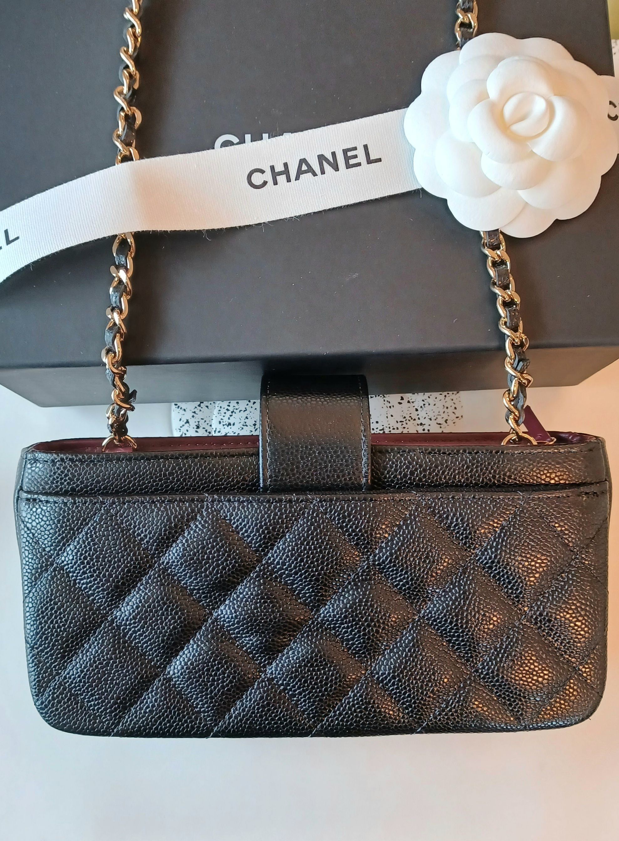 上品♡【CHANEL】Kelly フォンケース ショルダーバッグ CHANEL シャネル キャビア スマートフォン ホルダー フォン