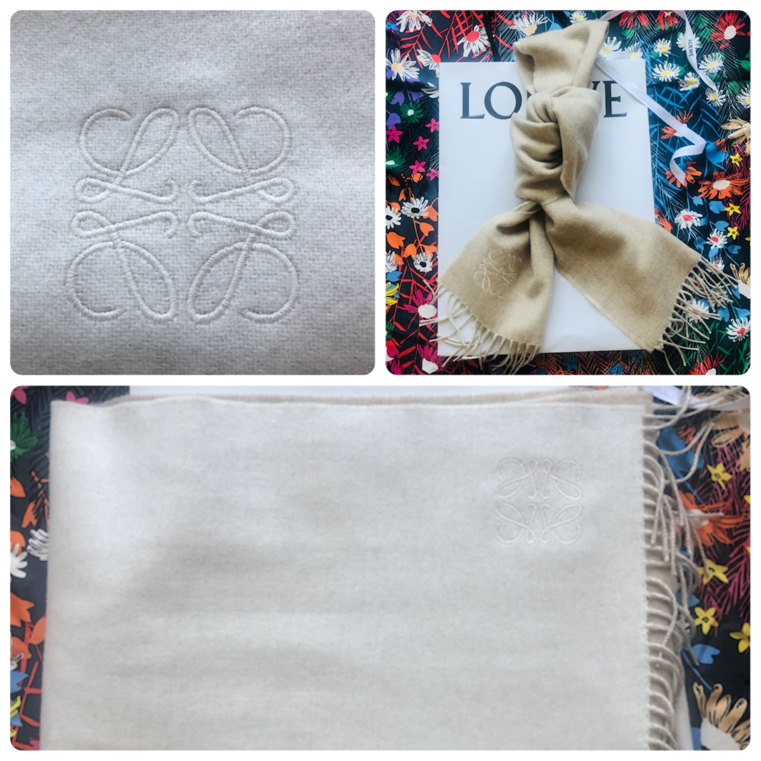 希少！LOEWEウール/カシミア バイカラースカーフ IVORY x SAND 希少！LOEWEウール/カシミア バイカラースカーフ IVORY x SAND