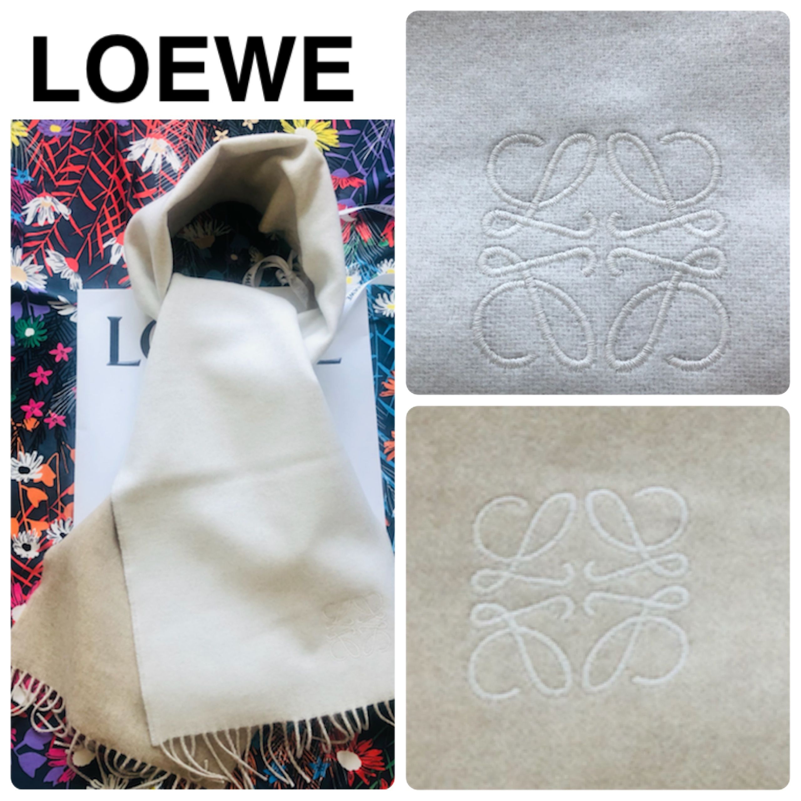 希少！LOEWEウール/カシミア バイカラースカーフ IVORY x SAND 希少！LOEWEウール/カシミア バイカラースカーフ IVORY x SAND
