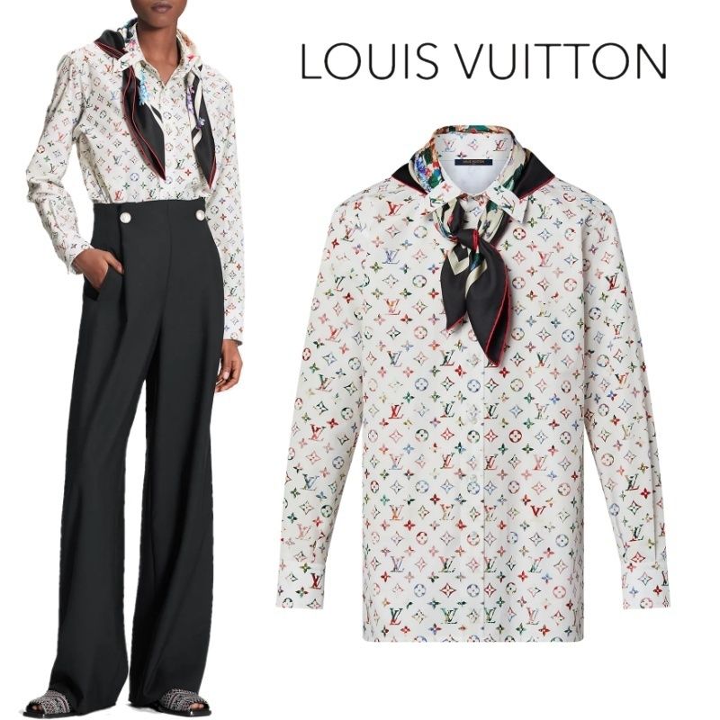 ルイヴィトン*ヴィンテージフラワースカーフ付モノグラムシャツ (Louis ...