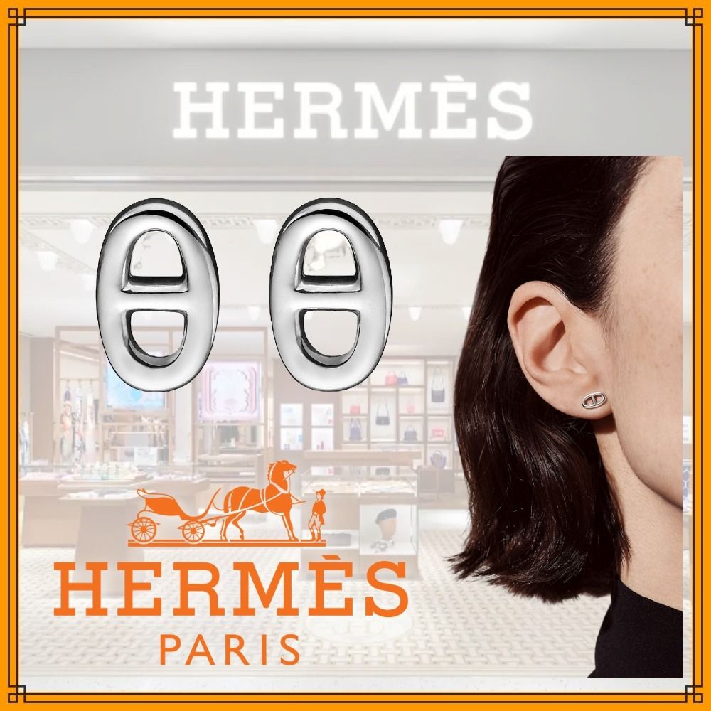 HERMES】ミニ ピアス Chaine d'Ancre シルバー (HERMES/ピアス ...