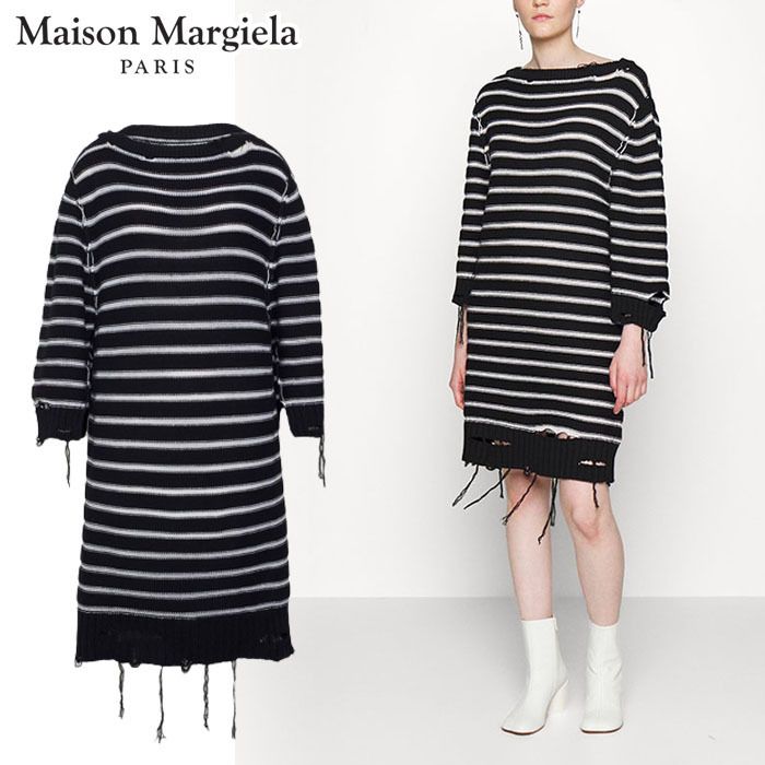 Maison Margiela☆MM6 ボーダー ダメージ加工 ニットワンピース