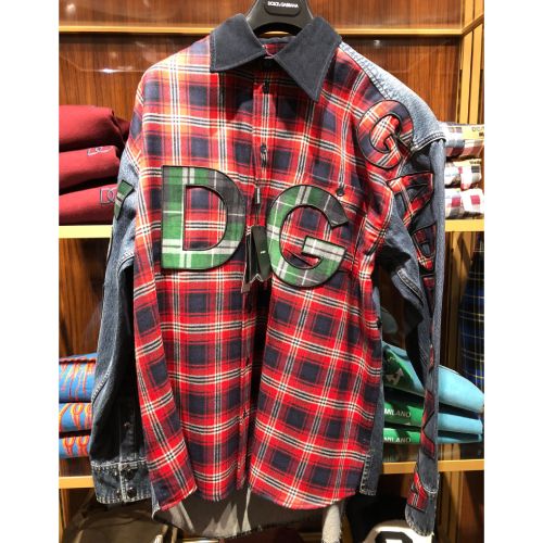 ドルチェ&ガッバーナ☆DG ロゴ デニム チェック ウール シャツ