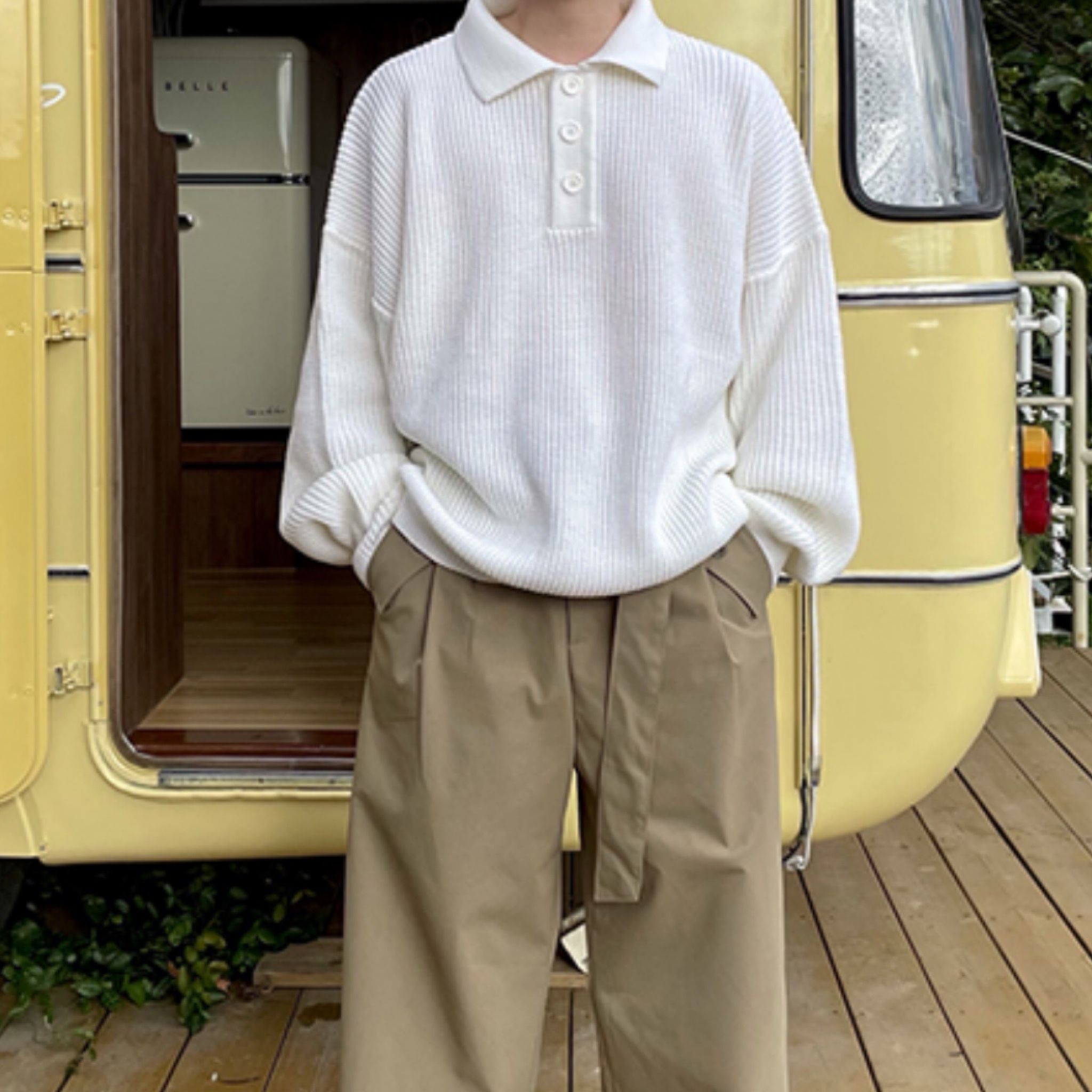 【HUECLOSET】Chillin Collar Over Knit★Unisex★送料・関税込 送料込] Huecloset◇Chillin Collar Over Knit (4 colors) (HUE