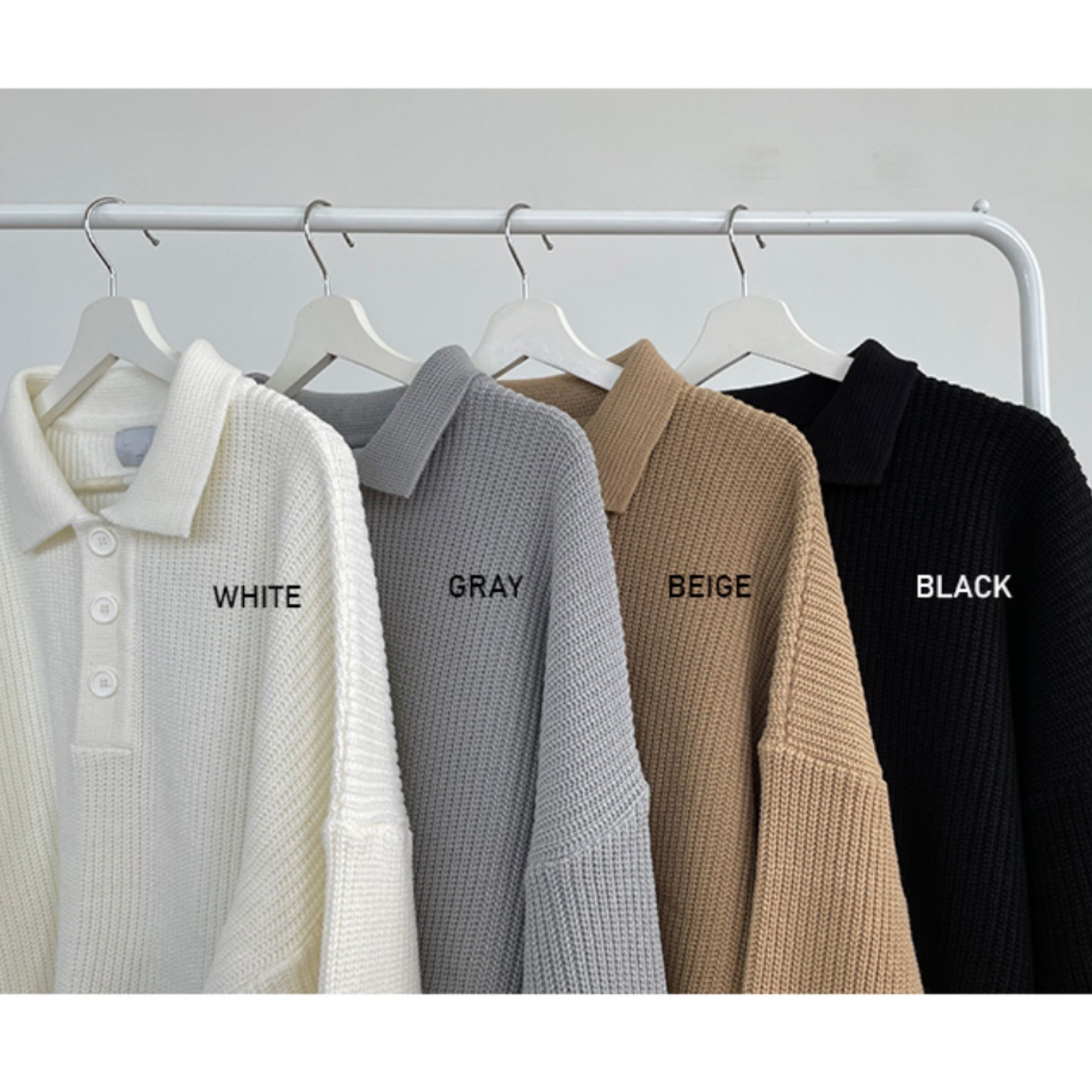 【HUECLOSET】Chillin Collar Over Knit★Unisex★送料・関税込 送料込] Huecloset◇Chillin Collar Over Knit (4 colors) (HUE