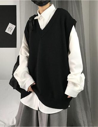 柔らかな質感の GU Vネックオーバーサイズリブニットベスト M 美品