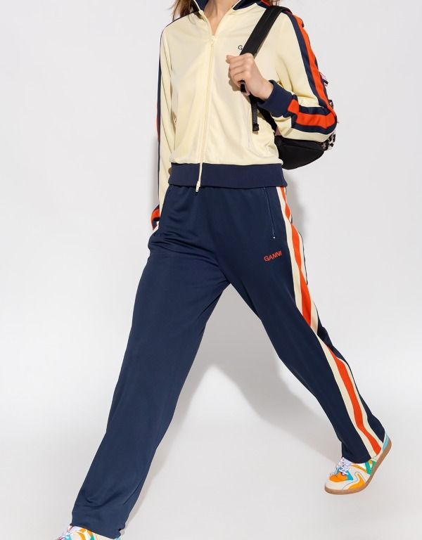 GANNI” ロゴ ジャージートラウザー/トラックパンツ Navy (Ganni/パンツ オンライン激安 GANNI ジャージパンツ その他