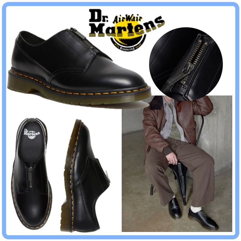 Cullen Polished Smooth Leather Zip Dress Shoes in Black | Dr