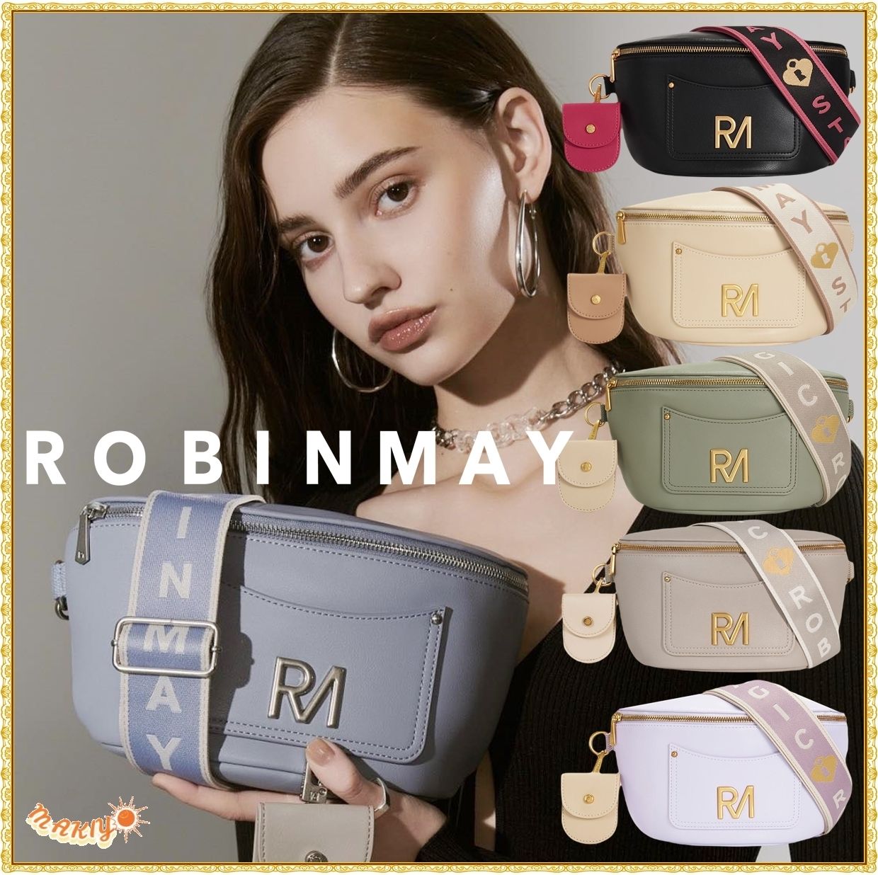送料込み☆ROBINMAY☆翻玩派對胸包☆2種ストラップ ボディバッグ