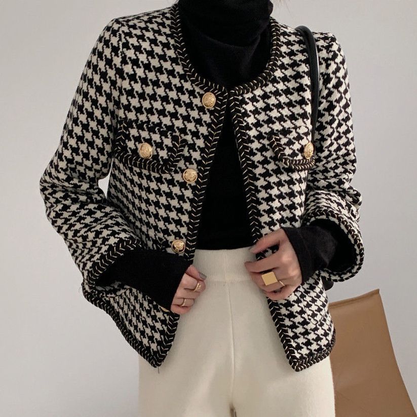 ジャケット セットアップ 千鳥格子柄 ショートスカート 韓国 セットアップ 2ピース 千鳥柄 ジャケットxスカート 韓国
