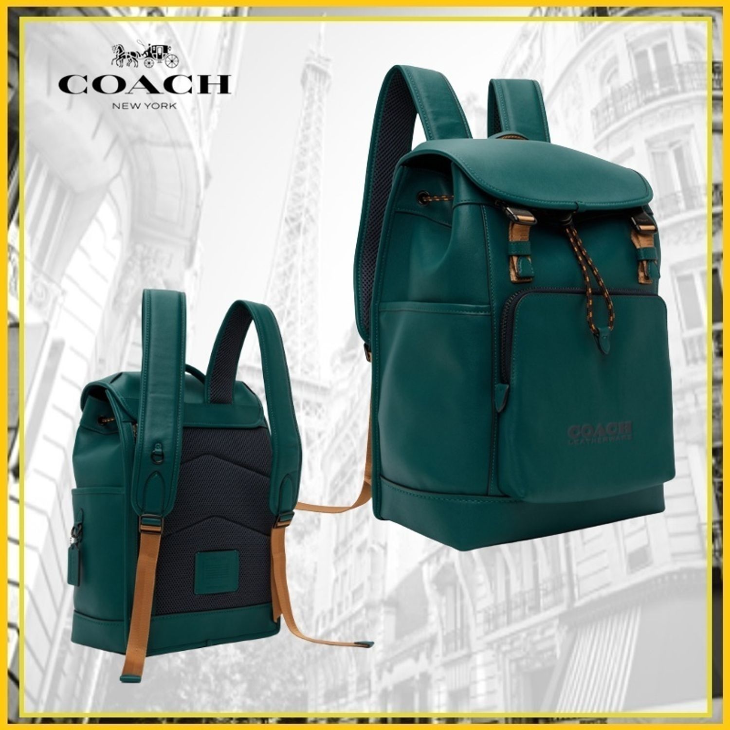 COACH】ブルー リーグ フラップ バックパック 大人気 (Coach/バック