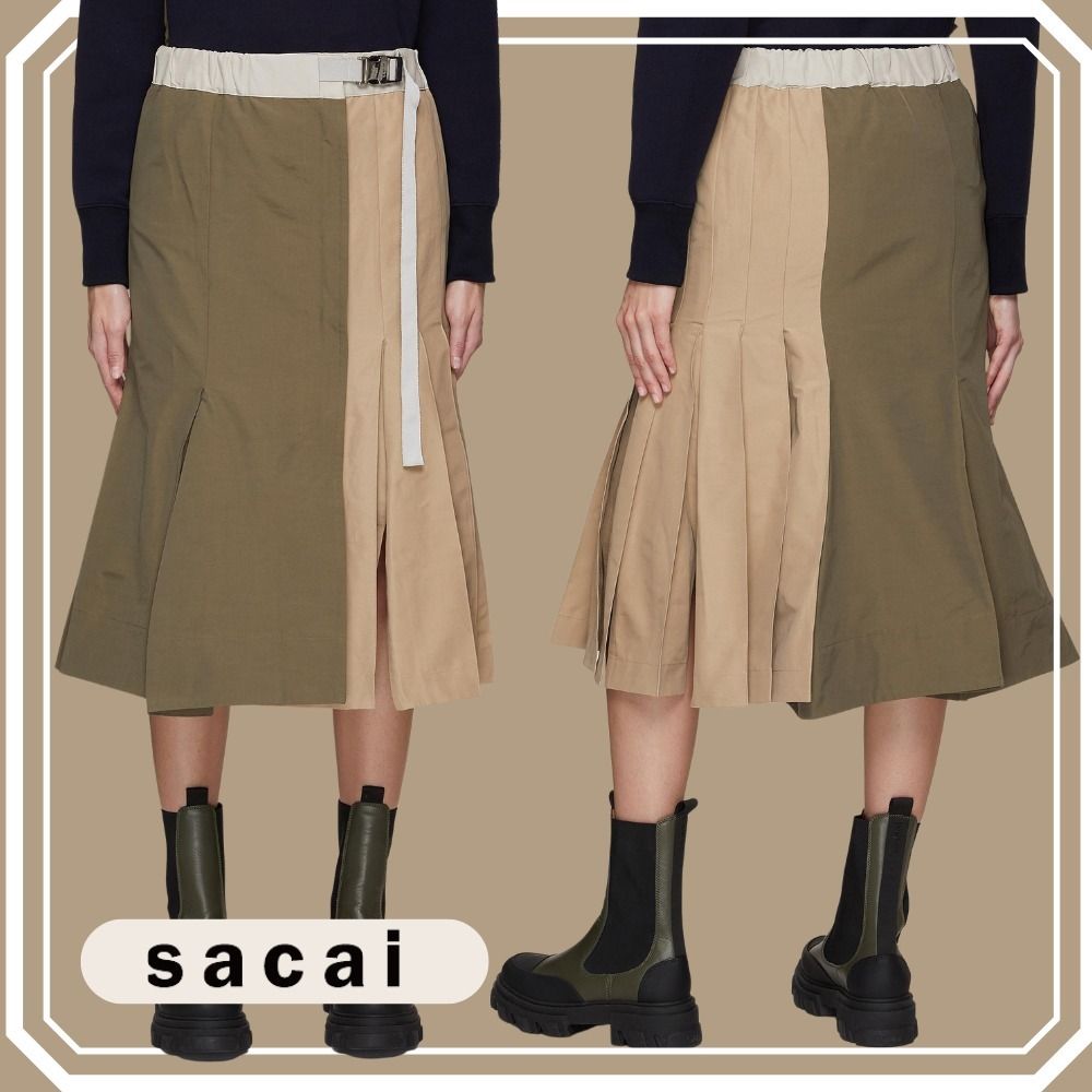 ◇関税込◇*sacai*ベルト付きグログラン ミディスカート (sacai