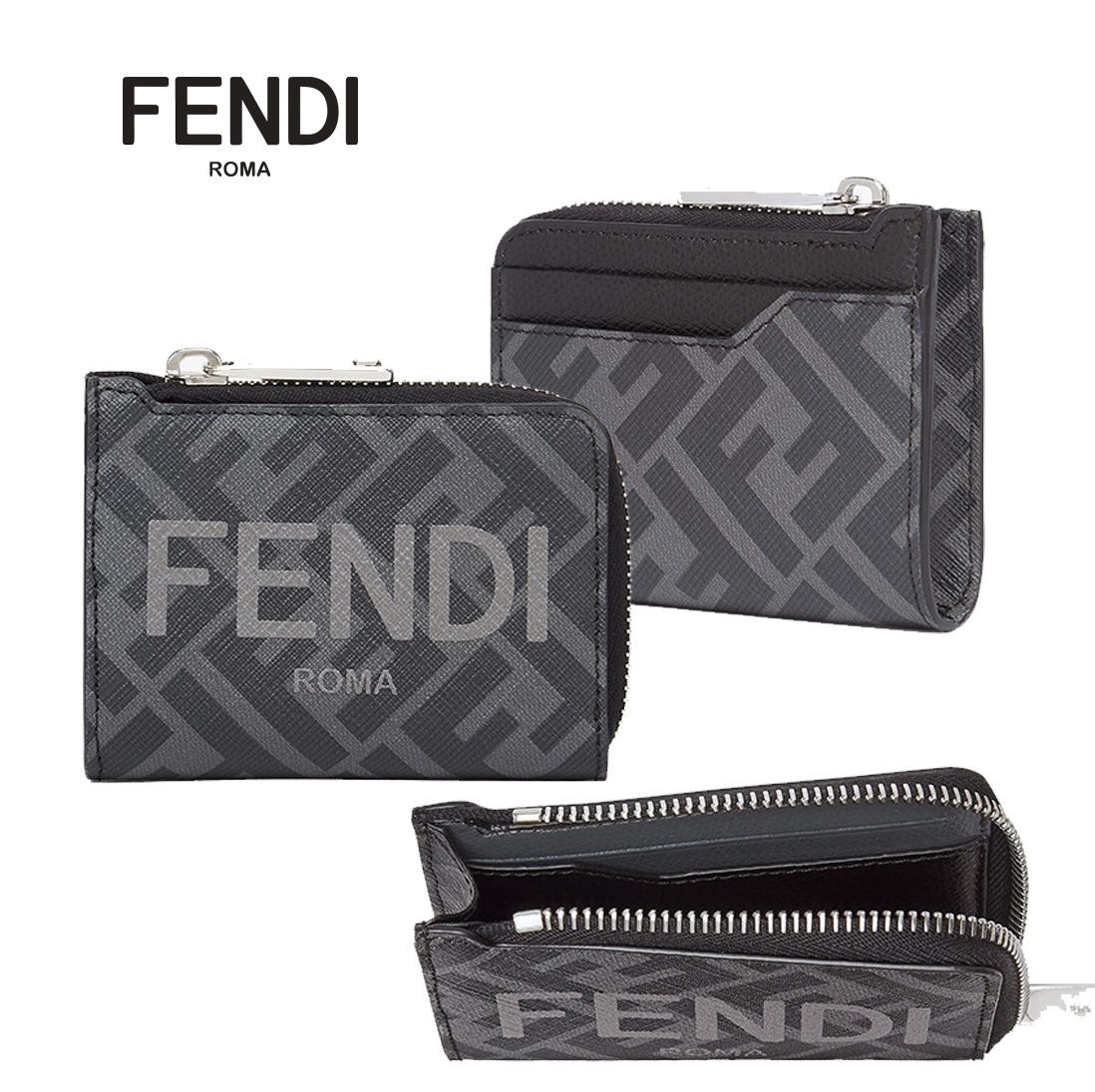 春夏秋冬おさんぽシリーズ E FENDI ブラックファブリック コイン
