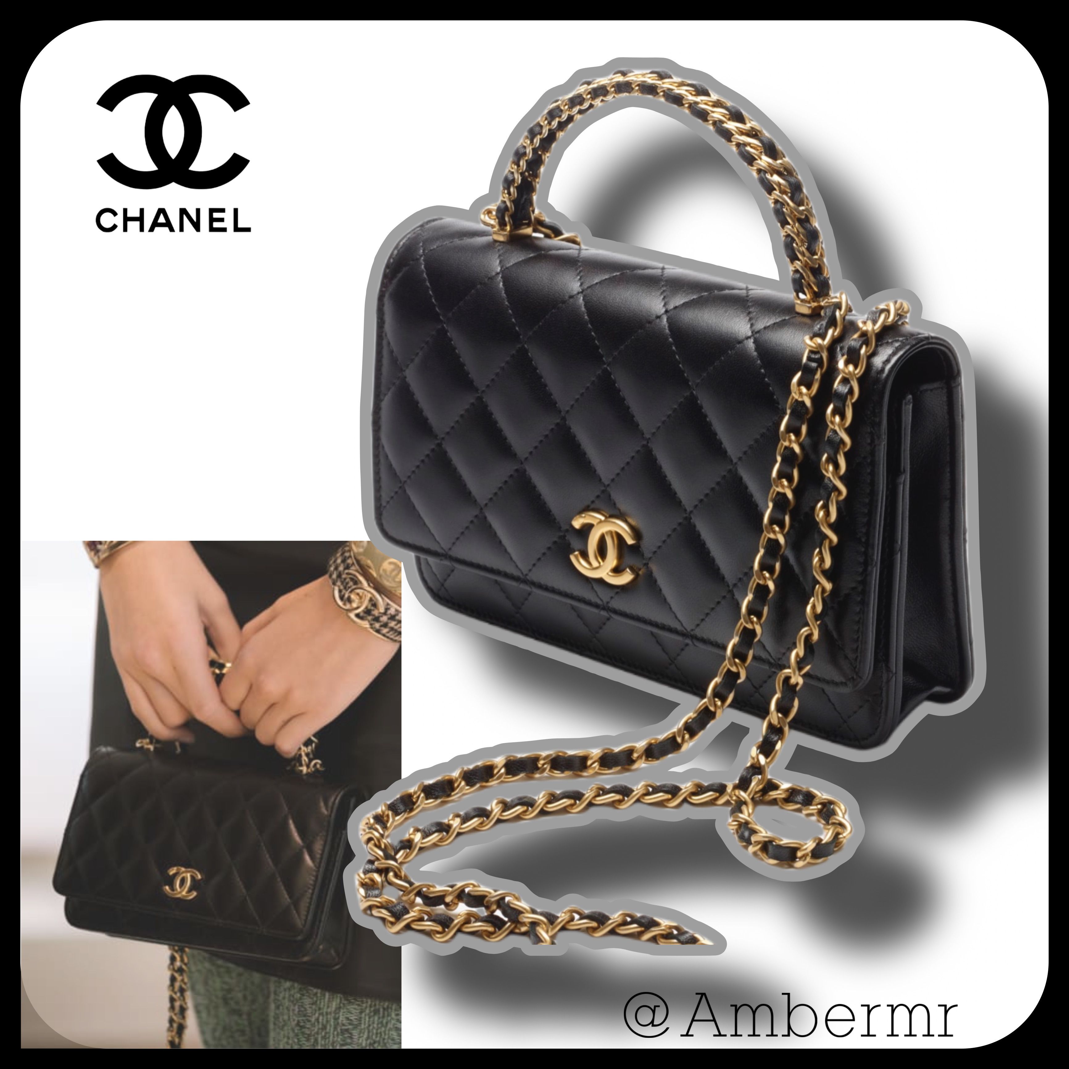 新作AW\CHANEL/CCマーク_ チェーンウォレット_ラム_ハンドル付