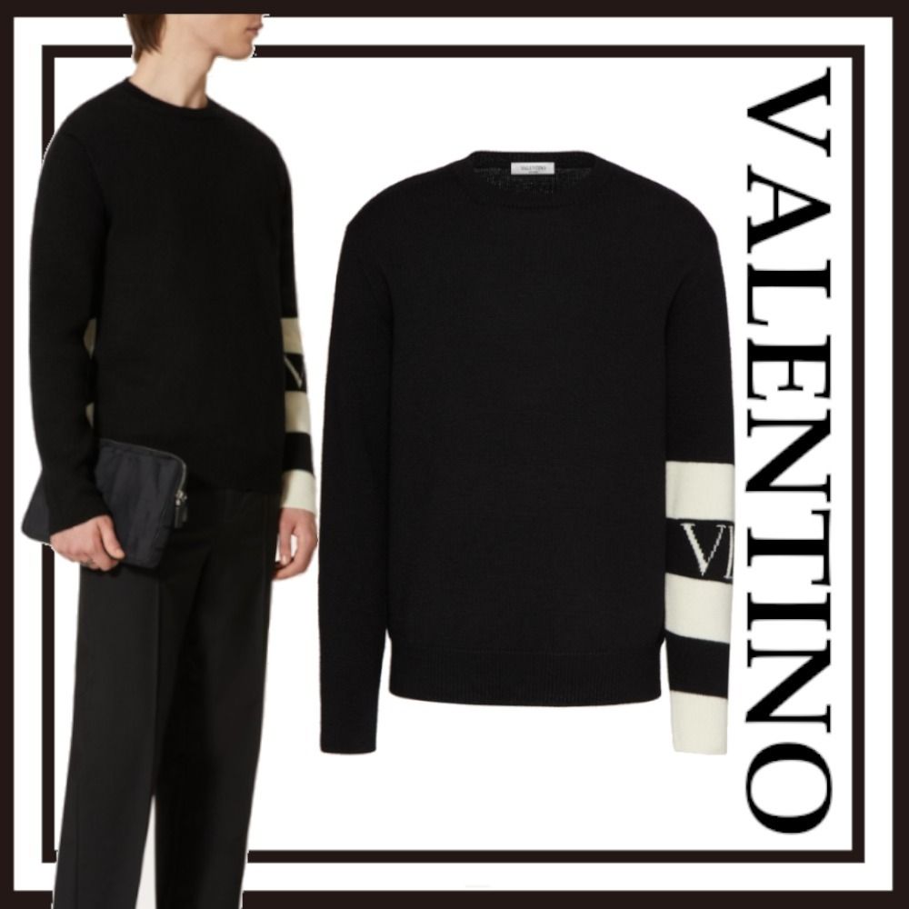 VALENTINO VLTNロゴ ウール クルーネック ニットプルオーバー ...