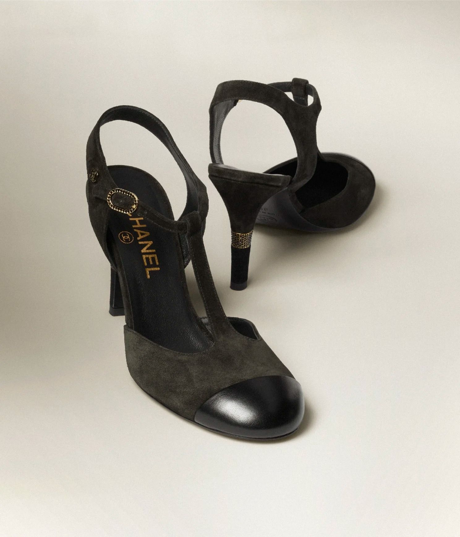 CHANEL シューズ スエード カーフスキン ラムスキン & ストラス ...
