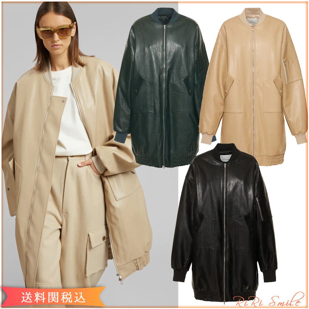 FRANKIE SHOP JESSE フェイクレザー ボンバー ロング ジャケット (The