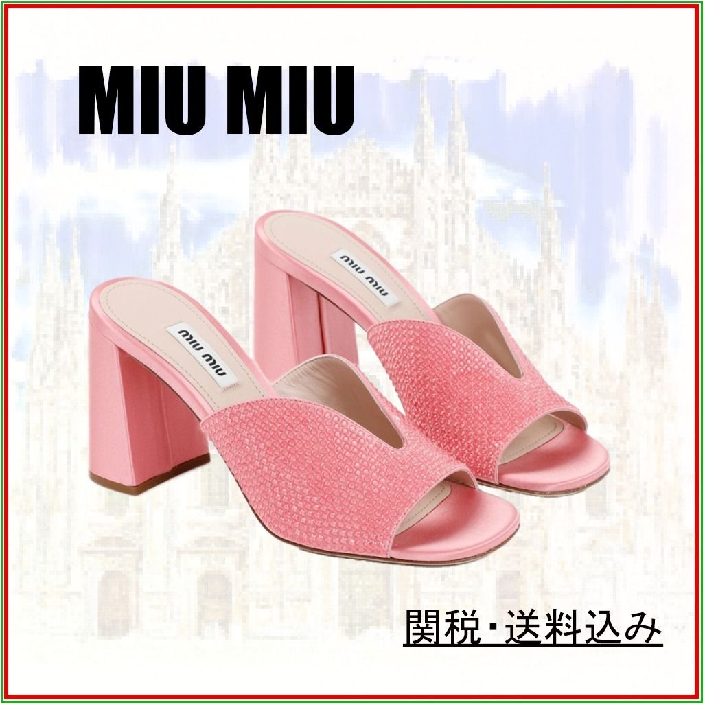 ミュウミュウ〉ピンクサテン ヒールサンダル (MiuMiu/サンダル 人気沸騰ブラドン ミュウミュウ サンダル ハイヒール サンダル