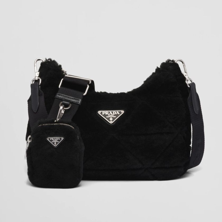 PRADA プラダ シープ ファー ベルベット バックル サンダル 620O△