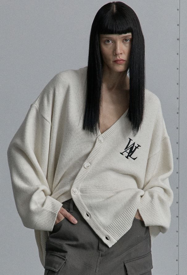 ★【WOOALONG】★Signature daily over fit knit cardiga.n★ ○WOOALONG○SIGNATURE DAILY OVER FIT KNIT CARDIGAN 男女兼用