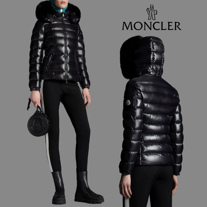 MONCLER】ブルーフォックス ファー付 艶感 ダウンジャケット (MONCLER