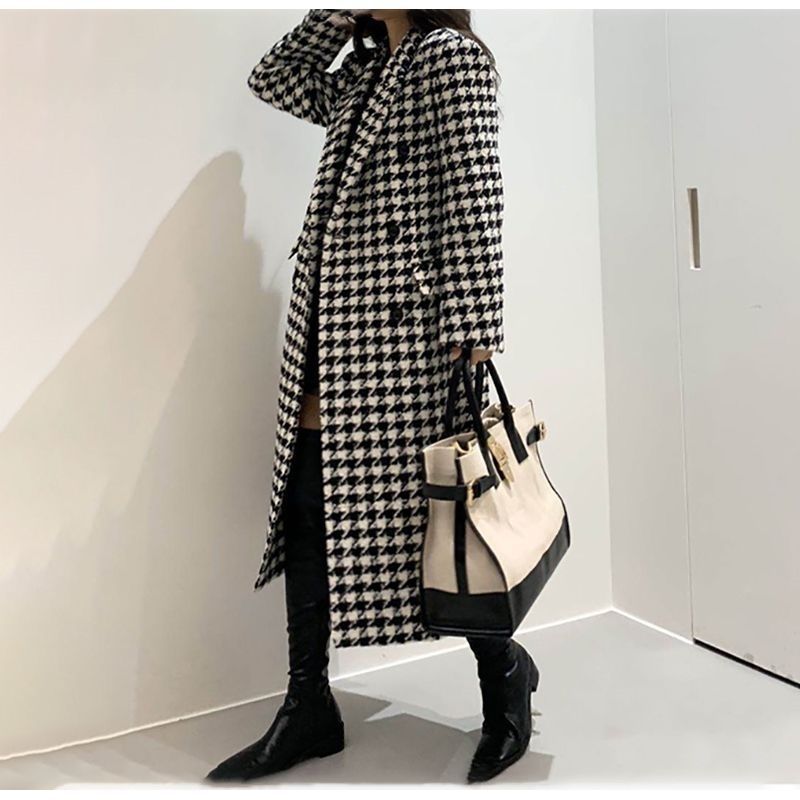 千鳥柄 ジャケット コート レディース 着回し 上品 清楚 韓国